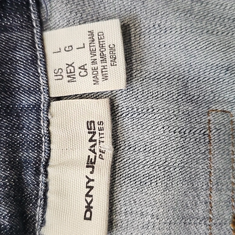 DKNY Jeans Denim Jacket Two Button Blazer Large Blue - Picture 2 of 8